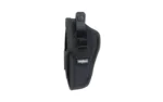Uncle Mike's U/M AMB HIP HLSTR W/PCH SZ 5 BLK black hip holster, side view with retention strap