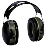 3M/Peltor PELTOR SPORT BULL'S EYE earmuffs, front angled view in black with green trim