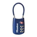 MASTERLOCK TSA PADLOCK COMBO blue front view with flexible shackle and number dials