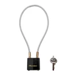 MASTERLOCK CABLE LK KEYED ALIKE NCA, black keyed padlock with silver looped cable and key