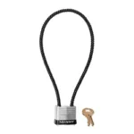 Master Lock cable lock keyed alike P250, black looped cable lock with brass key