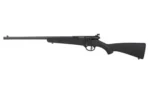Savage Arms SAV RASCAL F-SR, black rifle in full left-side profile with long barrel and stock