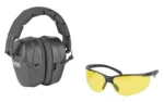 CHAMPION SHOOTING EYE/EAR COMBO, black earmuffs with yellow-lens shooting glasses