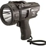 Streamlight WAYPOINT 300 flashlight, black angled view with pistol grip and wrist strap