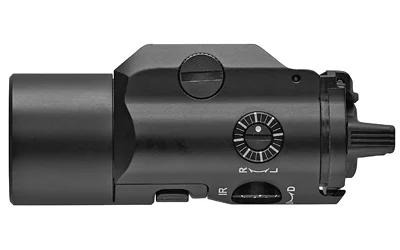 Streamlight TLR-VIR II black weapon light, left side view with adjustment controls