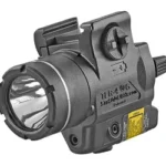 Streamlight TLR-4G green laser light, angled front view with round lamp and rail mount