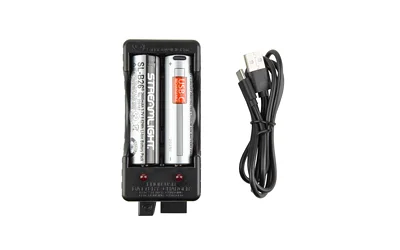 primary-6438 Streamlight STRMLGHT SL-BL26 CHRGNG KIT & 2 BTRY black charger, two batteries and USB cable