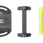 Streamlight SL-SIDESADDLE USB hat light, yellow rear view with black mounting plate and strap