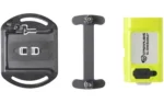 Streamlight SL-SIDESADDLE USB hat light, yellow rear view with black mounting plate and strap