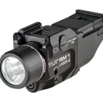 Streamlight STRMLGHT TLR RM1 500LM LT/GRN LSR black rail-mounted light, angled front and right view