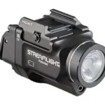 Streamlight TLR8 HLX SUB USB GR HELLCAT, black front angled view with round light and top mount