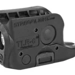 Streamlight TLR-6 for Glock 43, black side view with mounting rail, lens and control buttons
