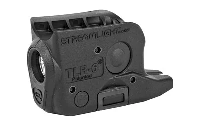 primary-6535 Streamlight TLR-6 for Glock 43, black side view with mounting rail, lens and control buttons