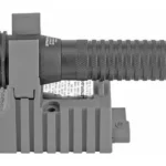 Streamlight STRMLGHT STRION LED AC/DC 1 HOLDER black flashlight in ribbed holder, side view