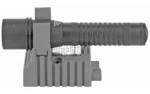 Streamlight STRMLGHT STRION LED AC/DC 1 HOLDER black flashlight in ribbed holder, side view