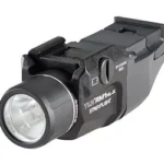 Streamlight TLR RM 1 HL-X USB black weapon light, front-left view with round lens and mounting clamp