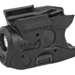 Streamlight TLR-6 S&W M&P Shield black weapon light, angled side view with control buttons