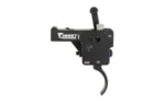 Timney Weatherby Vanguard/Howa 1500 trigger, black side view with curved trigger and adjustment screw
