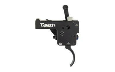 primary-6582 Timney Weatherby Vanguard/Howa 1500 trigger, black side view with curved trigger and adjustment screw