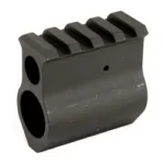 MIDWEST UPPER HEIGHT RAILED GAS BLCK, black three-quarter view with top rail and circular openings