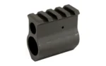 MIDWEST UPPER HEIGHT RAILED GAS BLCK, black three-quarter view with top rail and circular openings