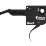 Timney Impact Ruger American Gen 2 trigger, black housing and curved trigger in side view