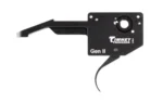 Timney Impact Ruger American Gen 2 trigger, black housing and curved trigger in side view