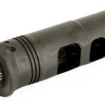 SureFire SOCOM MB dark gray muzzle brake, angled side view with large ports and threaded opening