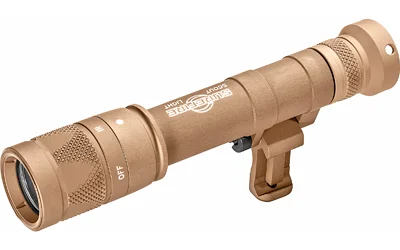 primary-6722 SUREFIRE M640V SCOUT PRO VAMPIRE TN tan flashlight, angled side view with pivoting mount