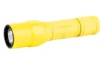 SUREFIRE G2X Pro 600/15L Yellow, side view of yellow flashlight with black-edged lens