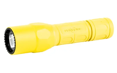primary-6726 SUREFIRE G2X Pro 600/15L Yellow, side view of yellow flashlight with black-edged lens