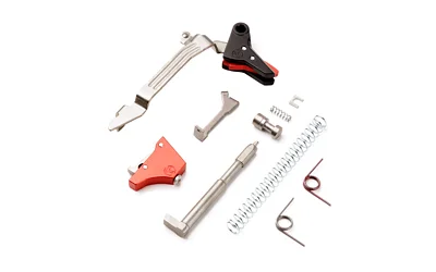 primary-6740 TIMNEY UBK FOR GLOCK GEN 3-4 silver, black and red internal parts arranged with springs