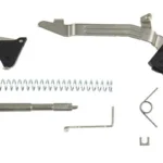 TIMNEY UBK PIVOT FOR GLOCK GEN 5 silver and black trigger kit, top view with springs and pins