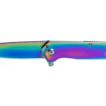 Kershaw Misdirect 3-inch Rainbow PVD, open right-side view with iridescent blade and handle