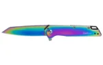 Kershaw Misdirect 3-inch Rainbow PVD, open right-side view with iridescent blade and handle