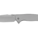 KERSHAW SCOUR, open folding knife in right-side view with bead-blasted blade and gray handle