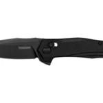 KERSHAW MONITOR open folding knife, side view with black oxide blade and black handle
