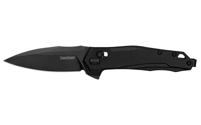 KERSHAW MONITOR open folding knife, side view with black oxide blade and black handle