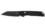 Kershaw Mini Iridium Reverse Tanto, open black folding knife in left-side view
