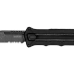 Kershaw Interstellar blackwash knife, right-side view with extended blade and black handle