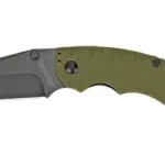 KERSHAW SHUFFLE II folding knife, right side with blackwashed blade and olive green handle
