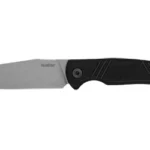 Kershaw Pack Mule knife, side view with silver fixed blade and black textured handle