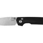 KERSHAW IRIDIUM BUTTON LOCK open knife, side view with silver blade and black handle