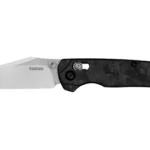 Kershaw Belair Clip Point CF, side view with silver blade and textured black handle