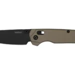 Kershaw Belair XL Aluminum, side view with black blade and flat dark earth handle