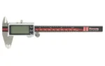 Hornady HRNDY DIGITAL CALIPER, silver and black side view with LCD screen and red scale