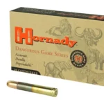 Hornady HRNDY DG, tan ammunition box with two visible cartridges