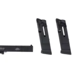 ADV ARMS 22 CNV KT FOR G17 G4 CA 10R black slide, two magazines and loader, side view