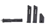 ADV ARMS 22 CONV KIT PSA DAGGER 15RD, black slide, two magazines and loader laid out