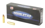 DoubleTap Ammunition DBLTAP 32 H&R 60GR LF HP 20/1000 black box angled right with two brass cartridges